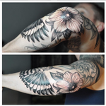 Tattoos - Floral and Bird on Elbow (detail shot)- Instagram @michaelbalesart - 122172